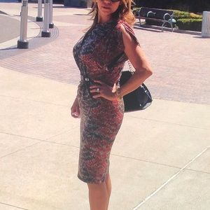 Ann Klein printed jersey short sleeve multicolored dress